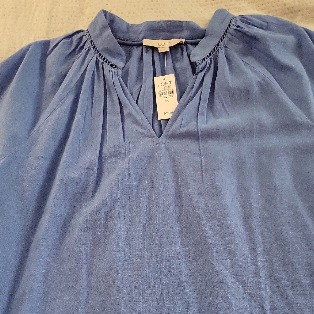 NWT LOFT Periwinkle Peasant Blouse Size XL